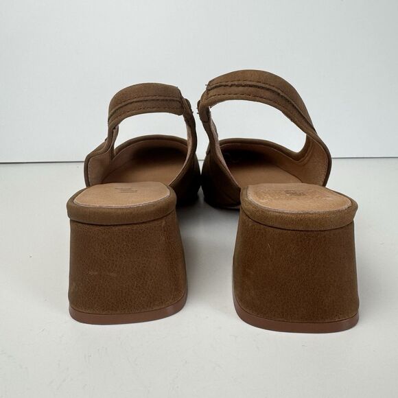 NWOB J.Jill Light Brown Leather Dressy Minimalist Suri Slingback Shoes, Sz. 7 - Picture 5 of 11